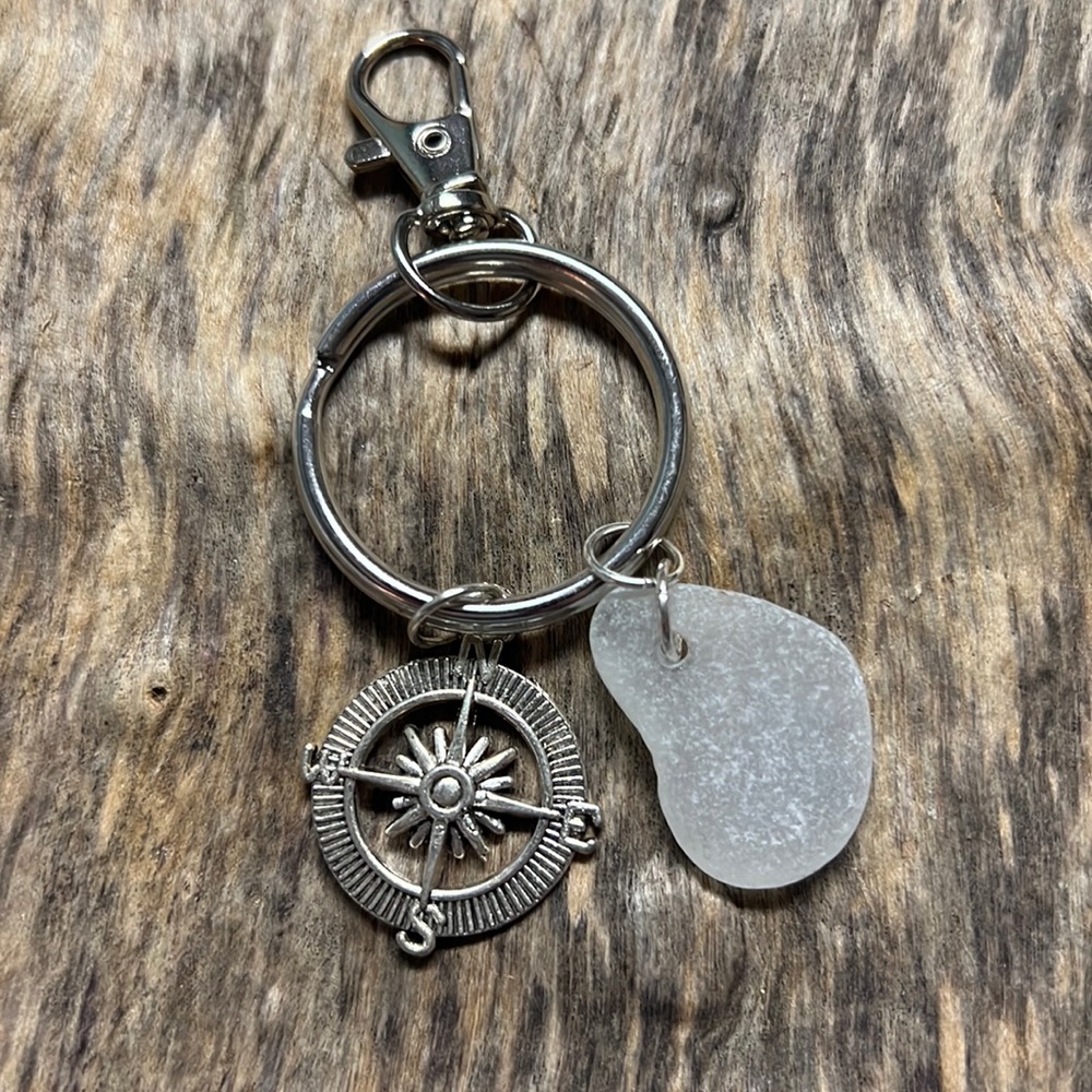 Genuine sea glass key chain